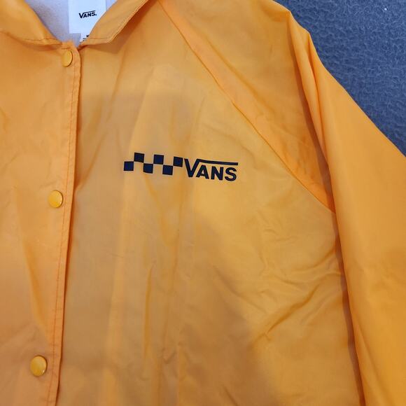 VANS Thanks Coach Unisex Windbreaker Size M Gold‎ Yellow Snap Closure Nylon - Picture 3 of 10